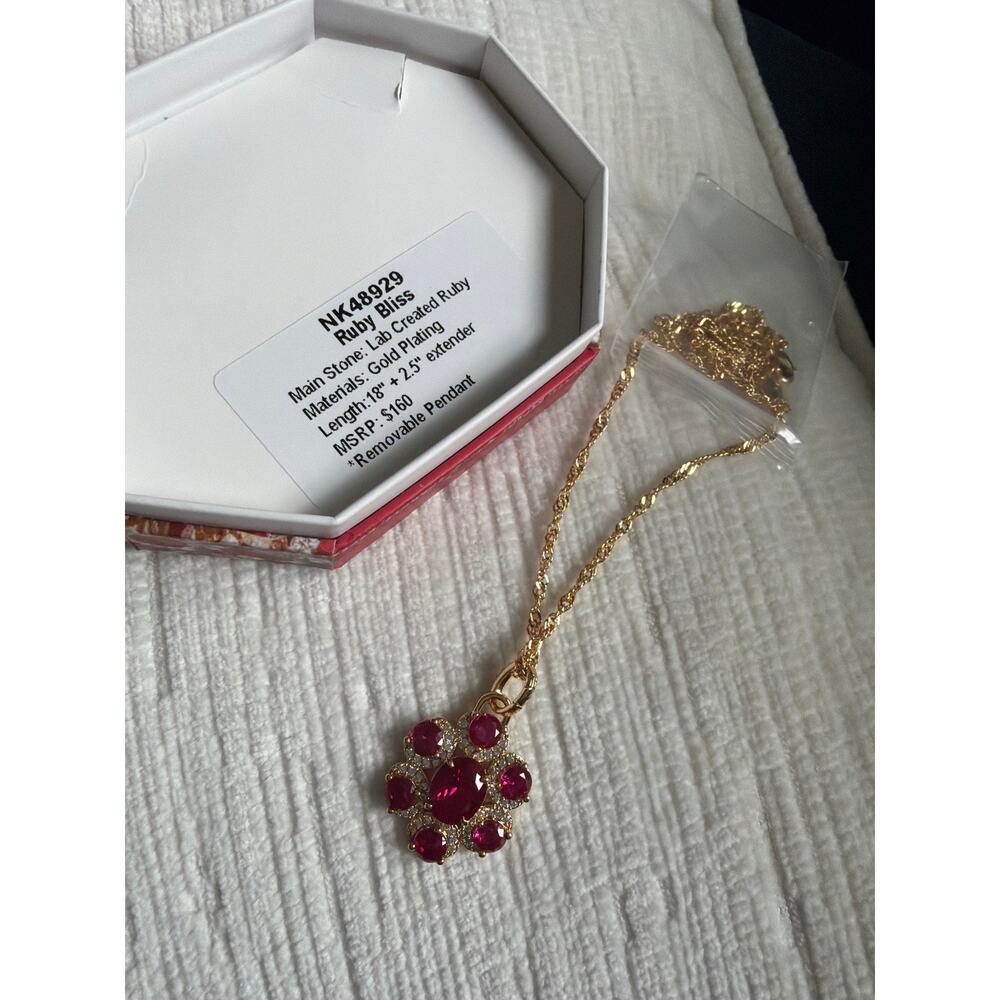 Ruby Bliss Gold Plated Removable Pendant Necklace